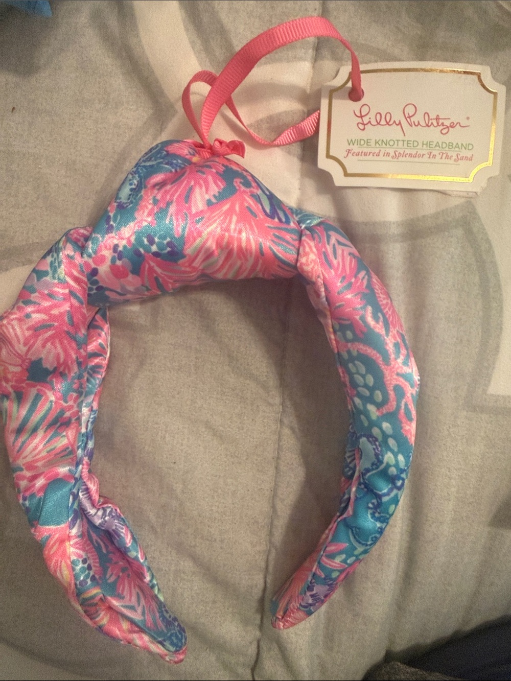Lilly Pulitzer Pink and Aqua Floral Wide Knotted Headband
